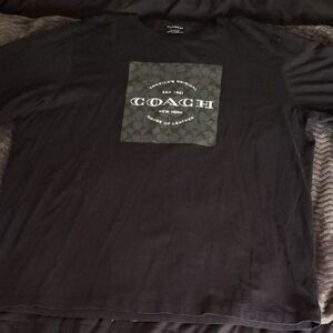 Coach Men's Black and Dark Gray Graphic Tee XXXL